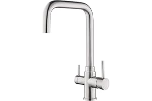 AORA® URBAN INOX - Rubinetto da cucina a 4 vie, in acciaio inox 304, girevole a 360°, in acciaio inox massiccio 304, per filtro dell'acqua, impianti ad osmosi