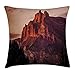 Produktbild XIAOYI Farmhouse Decor Throw Pillow Cushion Cover, European Reddish Massif Stone French Alps Range in Hot Summer Day with Sun Art, Decorative Square Accent Pillow Case, 18 X 18 inches, Orange