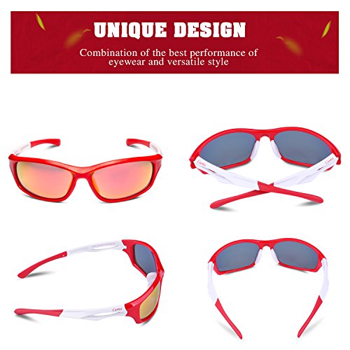 Carfia Polarisierte Sport Sonnenbrille 100% UV400 Schutz Sportbrille Radbrille für Damen und Herren Ski Radfahren Angeln Laufen Autofahren Golf Baseball, TR90 Bruchfest und Superleicht - 3