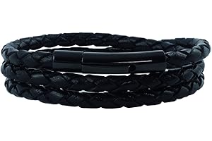 König Design Lederkette Lederband Leder-Armband 4 mm - 6 mm Herren Halskette Braun/Schwarz 17-100 cm lang mit Hebeldruck Verschluss Schwarz geflochten