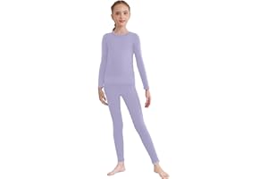inlzdz Kids Girls Thermal Underwear 2-Piece Long Sleeve Tops and Leggings Set for Fall Winter
