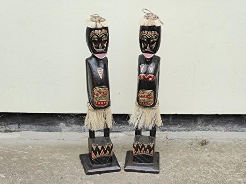 Pair Of Primitive Figurines Tribe Tribal African Ethnic Statues 50cm Design 1