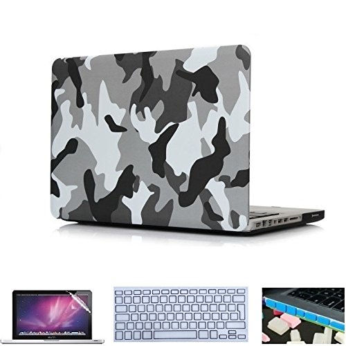 i-Buy Harte Schutzhülle Hülle für Apple Macbook Air 15.4 Zoll mit DVD-Treiber + Schutzfolie + Silikon Tastaturschutz + Anti-Staub-Stecker - Camo-City