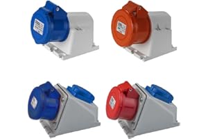 FABBRICA CAVI ELETTRICI ELETTRO CAVI K ROSI - PRESA INDUSTRIALE DA PARETE INCLINATA MONOFASE 3 POLI 2P+T 16A IP44 + PRESA SCHUKO 220V PROFESSIONALI MARCA ROSI