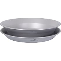 iBasingo Assiette en titane bol en métal ensemble de vaisselle de camping en plein air vaisselle légère et portable voyage pique - nique randonnée gris plateau de service vaisselle à plat durable