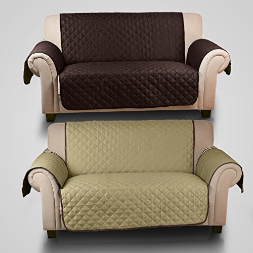 Wasserdicht Sofabezug Doppelseitig 2 sitzer Sofa Matte für Hunde/ Katzen 167cm*112cm (milchig / beige) - 2