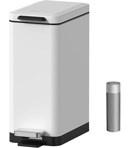EKO Badezimmer-Mülleimer Mit Deckel – 10 Liter, Sanft Schließend, Trittpedal & Anti-Fingerabdruck (Mattschwarz)