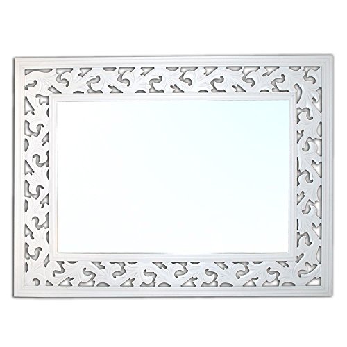 SPIEGEL LANDHAUS 80x60cm Fino WANDSPIEGEL WEISS SHABBY CHIC RAHMEN VERZIERT - 4