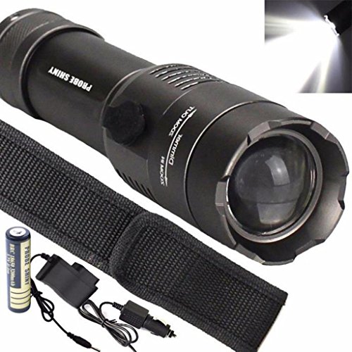 Goodsatar Taktische 5000 Lichtstärke T6 LED Taschenlampe 5 einstellbare Modi Wasserdichte ultraleichte Lampe mit 18650 Akku und Ladegerät für Outdoor Sport