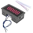 Hilitand Digital Counter, 4-Digit LED Display, DC 8-24V, On/Down Plus/Minus Panel Counter Meter with Cable (Red)