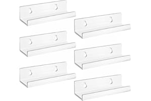 IKOPFLN Supporto per Dischi in Vinile, 6 Pezzi Supporti per Dischi in Vinile da 4 pollici, Mensole Da Parete, Libreria da Parete Sospesa, Mensole in Acrilico per Dischi, Foto Album e Collezioni