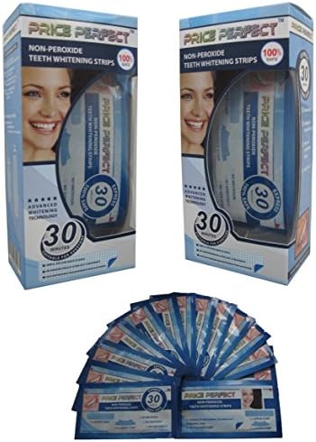 Teeth Whitening Strips - 56 Price Perfect Professional Top Quality Tooth White Strips. Unlike other Stain Removing Teeth Bleaching, Whitening Pens or Whitener Gel these Whiter Smile Strips contain no Peroxide and are non-sensitive. Revolutionary 30 Minute Home Treatment with free shade guide (56)