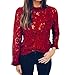 Produktbild Damen Langarmshirt, Mode Lace Bluse Sweatshirt Frauen Sexy Pullover Rollkragenpullover Klassisch Tunika zum zelten von ABsoar