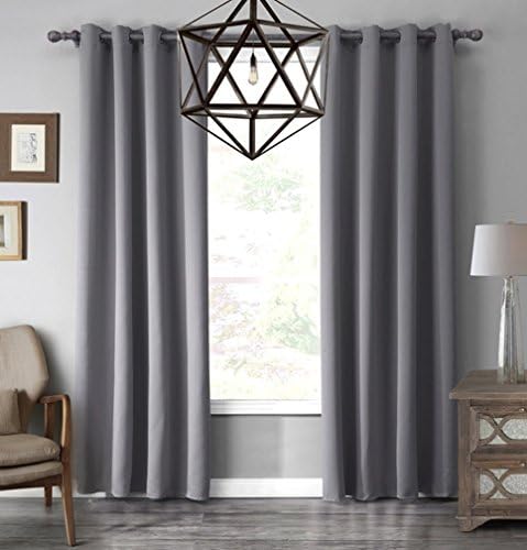 AMSSPremium Readymade Insulated Lining Room Darkening Curtain Draperies Blackout for Nursery, 140cm Width x 220cm Drop (2 panels, Grey)