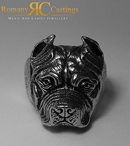 Romany CastingsPit Bull Ring cast in 9ct Solid Gold 25 grams Fully Stamped 25 X 30mm