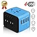 Produktbild Universal Reiseadapter, Haozi Reisestecker - Universaladapter Mit 4 USB Ladegerät für Reisende aus Europa (Blau - 4USB)