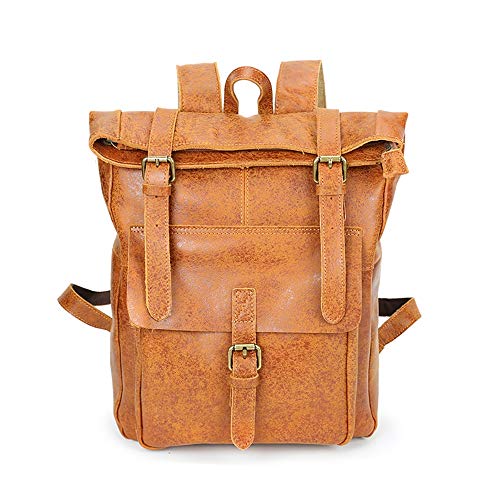 Preisvergleich Produktbild Jxth Classic Business Aktentasche für Herren Damenrucksack Flash Point Leather Herrenrucksack Reisetasche Computertasche Kopfschicht Leder Herren Tasche Kuriertasche Laptoptasche (Farbe : Gelb)