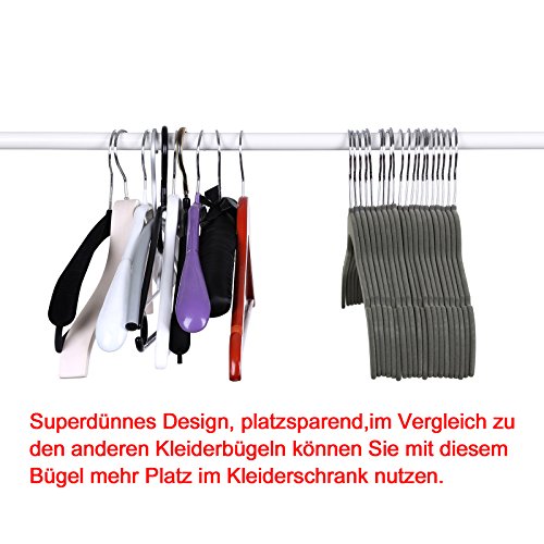 Songmics 20 Stück Samt Kleiderbügel mit rutschfeste Oberfläche dünn, für Kleid/Damen/Strap Tops, Grau CRF20F - 4
