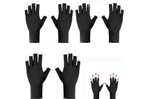 KOKITS 3 Piezas Guantes Manicura Protección Uv,Guantes Manicura Uv,Guantes Protección Uv Manicura,Guantes Uv Manicura,Led Uv,Para Secador De Esmalte De Uñas, Guantes De Medio Dedo.