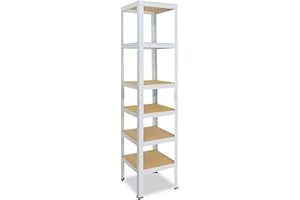 shelfplaza® 200x40x40cm HOME Scaffale metallo per carichi pesanti bianco con 6 ripiani con 145kg capacità di carico/Scaffali in metallo per garage come scaffali per ripostiglio o officina