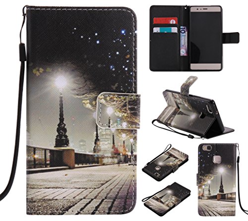 Feeltech HUAWEI P9 Lite Hülle PU-Leder und Brieftasche Bunte Muster Fall mit Magnetverschluss, Hybrid-Kickstand mit Stand-Funktion, schlagen Sie schützende weiche TPU Stoßstangenabdeckung und Kreditkartenhalter für HUAWEI P9 Lite Handgelenk Bügel-Buch-Art-Geldbeutel-Tasche mit 2 In 1 Berühren Sie Stift – London - 6
