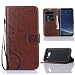 Produktbild NewTH Galaxy S8 Hüllen Solide Schwarz Drucken(Schmetterling Weinstock)PU Ledercase Tasche Hüllen Schutzhülle Muster Design Etui Brieftasche Ledertasche mit Handschlaufe Neu Zubehör im Bookstyle Cover (Braun)