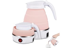 Jooheli Bollitore Elettrico Pieghevole, 600ml Bollitore Pieghevole in Silicone, Bollitore Elettrico Pieghevole da Viaggio, Portatile Bollitore Acqua Elettrico Piccolo, per Viaggi, Campeggio