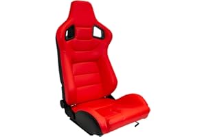 AUTO-STYLE AUTOSTYLE Sedile Sportivo 'RK' - Finta pelle Rossa - reclinabile doppia regolazione - incl. Slitte