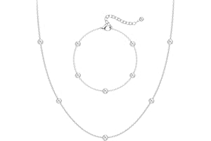 CASSIECA Bijoux pour Femmes Collier Bracelet pour Femmes Collier Ras de Cou en Zircon Bracelet en Acier Inoxydable Or/Argent/Or Rose