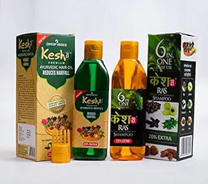 ONTOP VEDICS - KESH 21 Ayurvedic Hair Oil (120ml) & RAS Shampoo(120ml) COMBO PACK