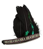 SIX "Festival" auffäliges Haarband, Haarreif, Kopfschmuck Indianer Style mit schwarzen und grünen Federn Indianer Kostüm (456-174)