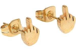 MNSYD 1 paire Punk en acier inoxydable doigt moyen oreille clous boucles d'oreilles hommes femmes boucles d'oreilles percées bijoux exquis accessoires,or