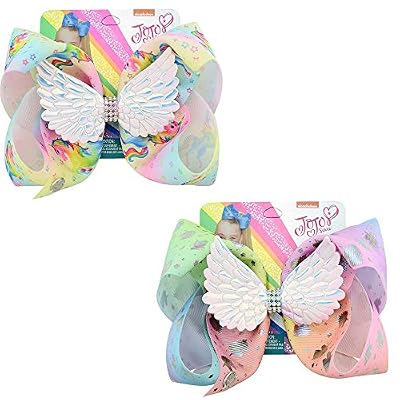 C&NN Filles ARCS Grande Taille 8 Pouces, Cheveux pour Les Filles Bows Unicorn Ruban Cheveux Barrettes Grosgrain Accessoires, pour Les Filles Tout-Petits,Style1