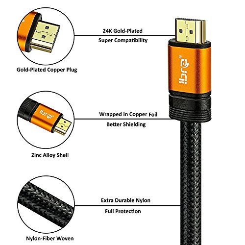Ultra HD 4k HDMI Kabel 1.4a / 2.0 High Speed with Ethernet neues Kabel 3 fach geschirmt inkl. Stecker- und Kontaktschirmung 2160p Full HD 1080p 3D ARC CEC – 5m IBRA ORANGE GOLD - 2