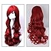 Discoball® Women's ladies dark Red long Fashion Natural Full Curl Wig Cosplay wigs