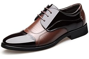 RYEHACK Men's Oxfords Formal Dress Shoes Leather Lace-ups Classic Business Shoes Non-Slip Brogues Shoes Office Wedding Loafers