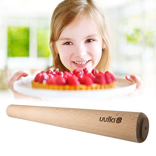 Uulki® Umweltfreundliches französisches Nudelholz aus Ardenner Buchenholz hergestellt in Europa – 45 cm Teigroller – 4,5 cm Durchmesser - 5