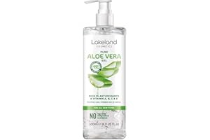 Lakeland Cosmetics Aloe Vera Gel contains 100% pure natural bio active aloe gel moisturiser, soothes cuts, irritated skin, burns & sunburn relief for face & body great aftersun lotion cream 500ml