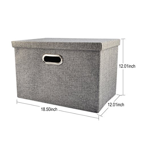Aufbewahrungsboxen, iTECHOR Faltbare Aufbewahrungsbox mit Deckel Perfekt für Um Darin Spielzeug, Bettwäsche, Kleidung, Bücher, Dvds Und Mehr Aufzubewahren-L(47 x 30,5 x 30,5cm/18,5 x 12 x 12in) - 2
