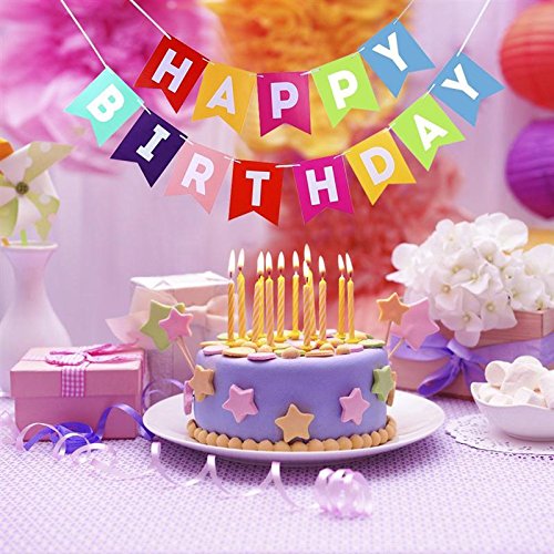 Birthday Banner Colorful HAPPY BIRTHDAY Garland Paper Flag for Birthday Party by VEYLIN