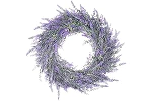 PUZAME 45cm/18" Lavender Wreath for Front Door, Artificial Spring Summer Wreath Multipurpose Decorative Garland Spring Summer Door Wreaths Outdoor All Year Decor