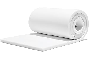 Exclusively Designed by Brit Cotton White Extra Firm Upholstery Foam Cut to Size-High Density Foam for Sofa, Cushions & Padding-Foam for chair Pad Replacement (1 Inch Thick - White Firm, 17 x 17 Inch)