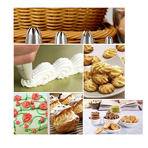 Edelstahl Spritztüllen Set 24 stk. Tüllen Sterntüllen Deko Garniertülle Düse Duesen Tortenspritze Blütenblätter Kuchen Suessigkeit Dekoration Tools Set - 6