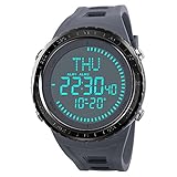 WATCH GYQ@ Outdoor-Kompass-Sportuhr mit automatischer Kalender-Weltzeit-Multifunktions-Schüleruhr,Gray