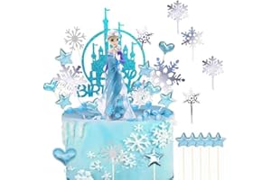 HBSFBH Frozen Decorazione della Torta, 26 PCS Decorazioni Torta Frozen, Principessa Congelata Cake Topper, Decorazioni per Torte a Fiocco di Neve, Cake Topper del Partito Frozen, per Festa di Compleanno