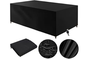 rngcpto Housse Table De Jardin 220x110, Housse Salon De Jardin Exterieur 220x110x75cm Oxford Housse De Protection De Jardin Imperméable Au Vent Anti-UV Bache Table De Jardin Rectangulaire (Noir)