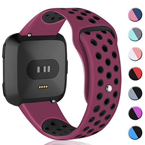 HUMENN Correa para Fitbit Versa/Fitbit Versa Lite, Reemplazo de Silicona Suave Deportiva Banda para Fitbit Versa/Edición Especial Pequeño Silicona Fucsia/Negro