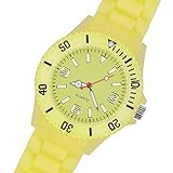 Taffstyle Neon Leuchtend Silikonuhr Sportuhr Armbanduhr Silikon Sport Watch Analog Quarz Damen Herren Uhr Gelb