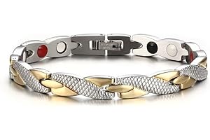 JITNGA Pulsera Magnética De Acero Inoxidable Pulsera Pulsera Magnética De Acero Titanio Para Mujer, Pulsera De Textura Para Hombres Hombre, Año Nuevo Aniversario Regalo De Cumpleaños