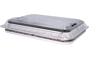 BERGER Dachhaube 70 x 50 cm | Dachfenster Ausstellfenster für Wohnmobil Wohnwagen Camper mit Moskitoschutz & Verdunkelungsrollo | Transparente Dachluke, für Dachstärken 28-60 mm (transparent LED)